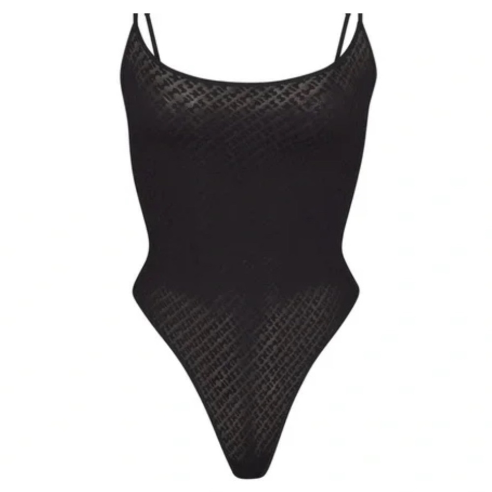 NWOT SKIMS Logo Mesh Foil Bodysuit
